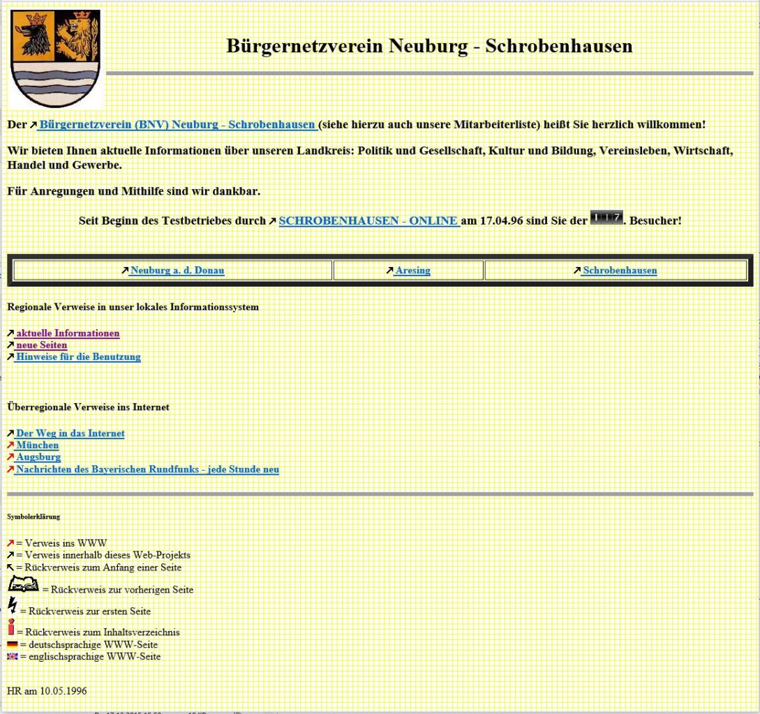 "Homepage" des Bürgernetzes Schrobenhausen