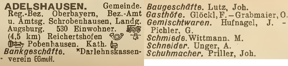 Gemeinde Adelshausen - Branchenverzeichnis 1938