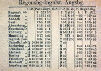 Paartalbahn: Fahrplan Augsburg - Ingolstadt 1878/79